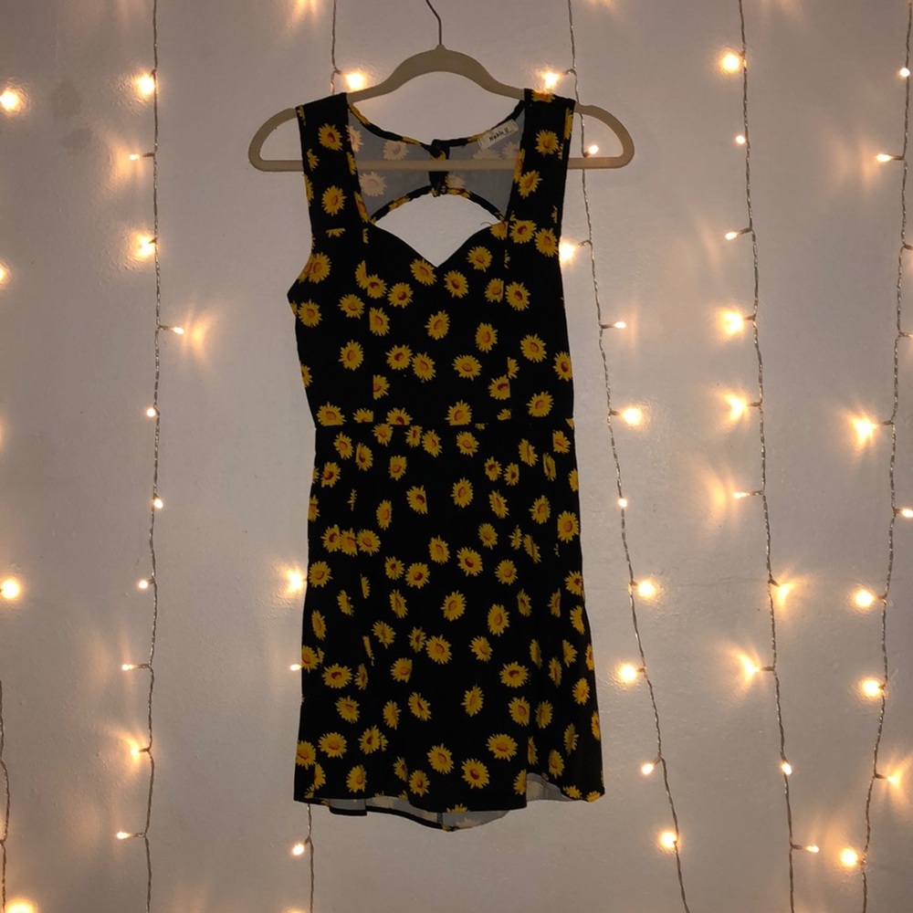 mini open back sunflower dress